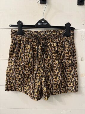 Jared Lang Black & Gold Leopard Print Swim Trunks